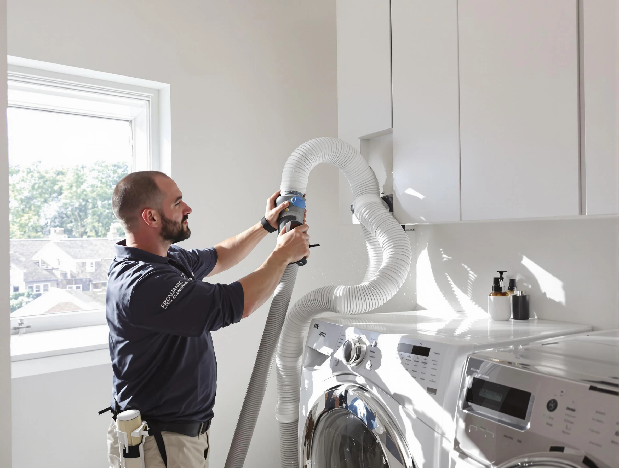 Certified Brentwood Dryer Vent Cleaning technician performing dryer vent cleaning in Brentwood