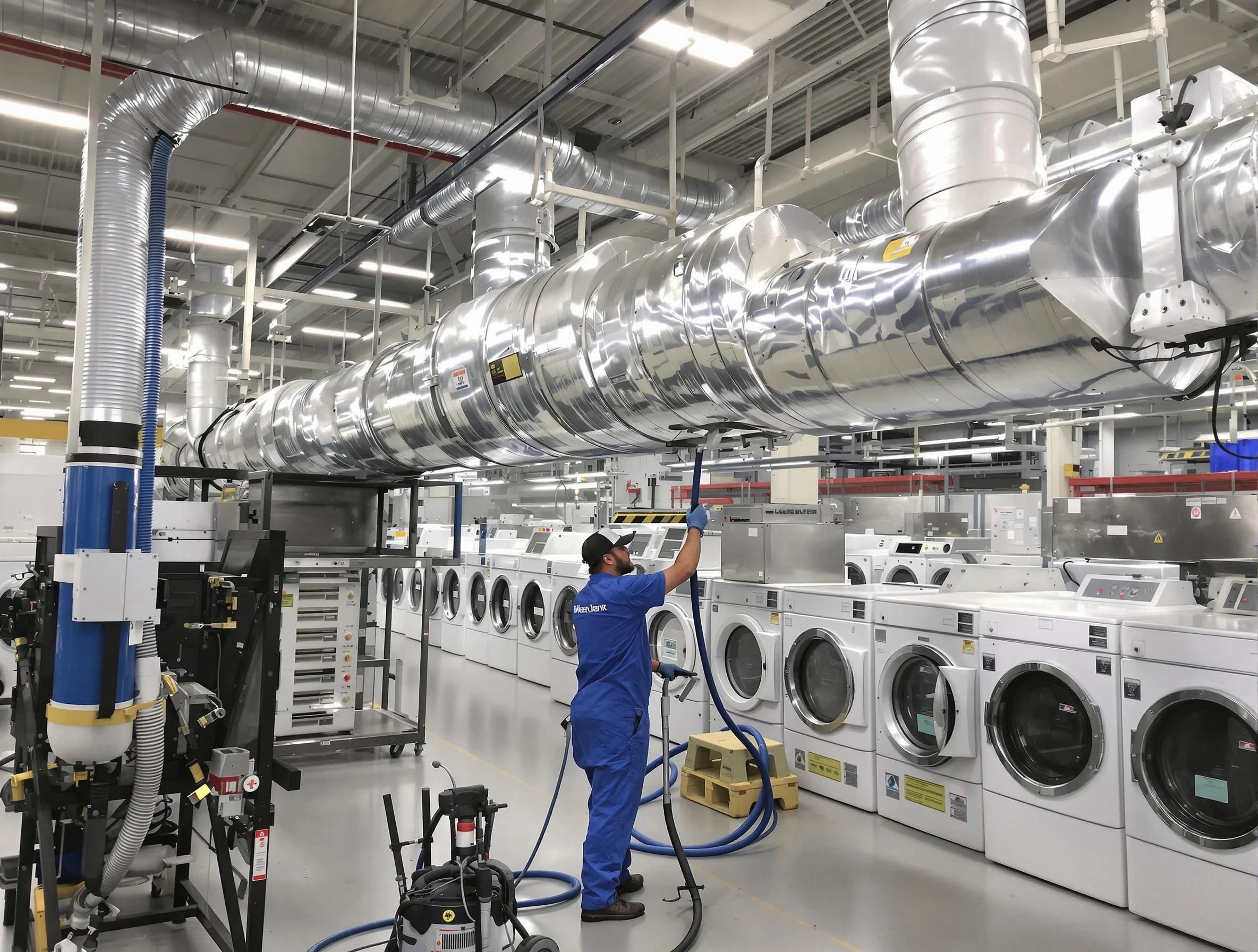 Brentwood Dryer Vent Cleaning team performing heavy-duty industrial dryer vent cleaning in Brentwood