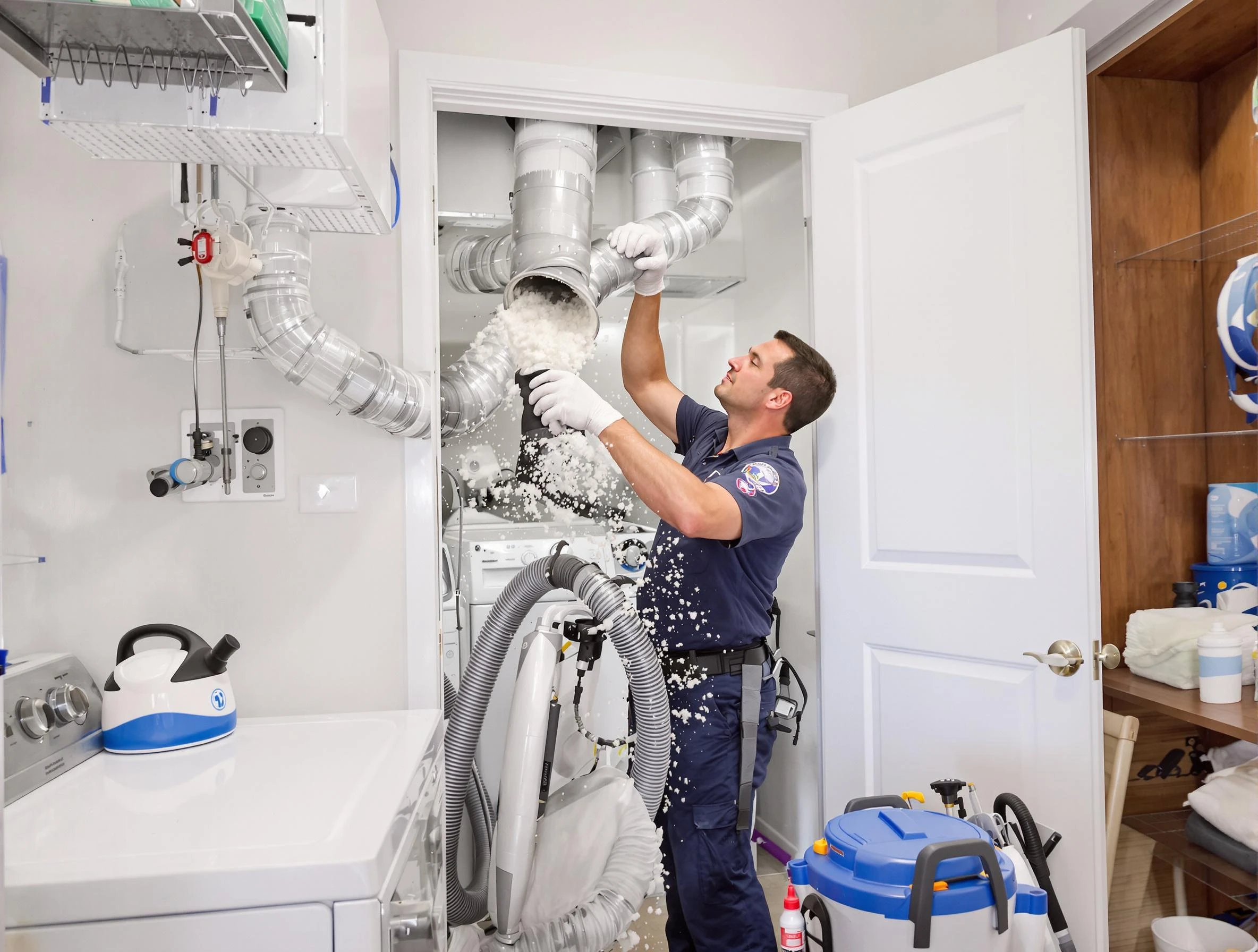 Brentwood Dryer Vent Cleaning technician delivering thorough residential dryer vent cleaning service in Brentwood